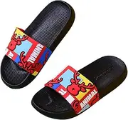 [YUYUBAOER] Unisex Kids Elk Pattern Slippers, Pool Beach Slide Bathroom Sandals for Boys and Girls, Anti-Slip Flip Flops House Shoes Red-30