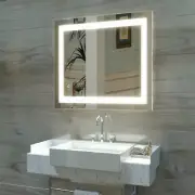 Big Mirror with Lights Wall Mounted Vanity - Bath 32" x 24" LED Lights Anti-Fog