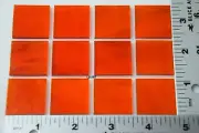 1122.50- 12 TRANSPARENT RED 1" x 1" BULLSEYE THIN GLASS 90 COE