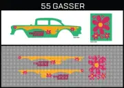 HotWheels(1/64),55 Gasser"Mystery Machine 4"Waterslide,Printed WhiteFirst,Decals