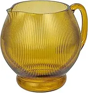 Bloomingville Round Ribbed Glass Pitcher, Amber