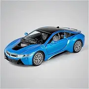 Scale Finished Model Car 1:32 Scale for BMW I8 Super Sport Car Simulation Metal Car Model Replica Miniature Vehicle Decoration Die-cast Vehicle(Blue)