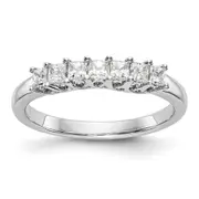 0.50ct. CZ Solid Real 14K White Gold 7-Stone Wedding Band Ring