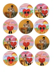 12 Bad Bunny, edible paper, cupcake cookie toppers CHOOSE SIZE pre cut