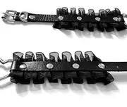 [Tosmifairy] Gothic Hauling Chain Leather Choker Collar for Men Women NightClub Necklace Aluminum Chains Leash with PU Handle Set