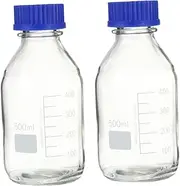Anneome 2Pcs Bottle Laboratory Chemical Sample Bottle with Calibration and Research for Chemistry Experiments and