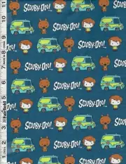 Blue Chibi Scooby Doo Floral Toss by Camelot Fabrics bty