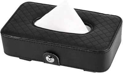 Yharnamite Car Tissue Holder, PU Leather Car Tissue Box with Clips, Durable C...