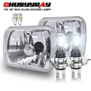 Pair 7x6 5x7 Headlights LED H4 Lamps For Ford E-150 E-250 E-350 Cargo Van