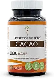 Cacao 60 Capsules, 1000 mg, Cacao (Theobroma Cacao) Dried Raw Beans (60 Capsules)