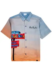 Blue Sky Inn Palm Sign Printed Satin Shirt - Multicoloured 1 - L L