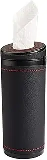 Car Tissue Tube, Cylinder Tissue Box Diameter 2.75'' PU Leather Round Tissues Container for Car Cup Holder, Up to 30 Count Tissue