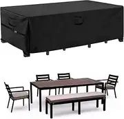 WOMACO Outdoor Table Cover, Veranda Rectangular/Oval Waterproof Patio Table Cover for Outdoor Furniture, Outside Dining Table Chair Set Cover 84 in (86.6"L x 57"W x 27.6"H)