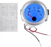 X AUTOHAUX 2" 52mm DC 12V Voltage Gauge Blue Light Analog Voltmeter Gauge 8-16V 1 Pc Screw Kit Universal Car Voltage Meter Silver Tone White Black