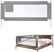 Bed Rail for Toddlers, Height Adjustable & Folding Baby Bed Rail Guard W/Breathable Mesh & Double Safety Child Lock, for Kids Twin Double Full Size Queen King (1.5m)