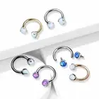 Claw Set Opal Stone Internally Threaded Horseshoes Nose Septum Rings Cartilage