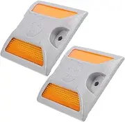 Kisangel 1set Reflective Casting Pool Bike Reflector Reflective Driveway Stair Solar Lights Outdoor Reflectors for Driveway Sensor Driveway Reflectors Strip Traffic Pad Tape Park 2pcs