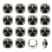 16Pcs Rhinestone Buttons, Flatback Sew on Rhinestones, Black
