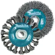 Makita 2 Piece - 4 Inch Crimped & Twist Wire Wheel Brush For 4.5" Grinders - ...