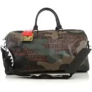 SPRAYGROUND SHARKS IN PARIS GREEN BLACK CAMOUFLAGE DUFFLE TRAVEL LARGE BAG