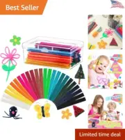 1200 Colorful Wax Craft Sticks - Vibrant - Flexible - Plastic Storage Box