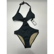 BCBGMAXAZRIA CAPETOWN SWIMSUIT Womens Black S One-piece macrame center New W Tag