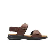 Mens Clarks Hapsford Creek Shoes Dark Brown Tumbled Leather Sandals