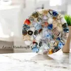24"x6" Multi Agate Stone Round Wash Basin Handcrafted Agate Bathroom Sink Decors