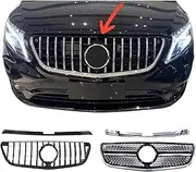 Upgrade Front Inlet Bumper Grille Racing Grill GT Diamond Facelift W447 Compatible For Benz V Vito 2015 2016 2017 2018 2019 Tuning(Vito GT Black)