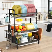 Danoz Direct - Dish Drying Rack 3 Tier Large Capacity Kitchen Storage with Utensil and Cutting Board Holder