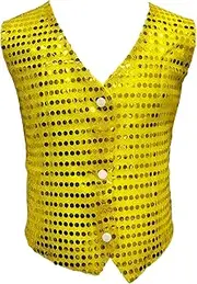 TAIKMD Kids Boys Shiny Sequins Vest Crop Top Dance Jazz Hip Hop Jacket Waistcoat Choir Stage Performance
