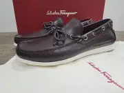Salvatore Ferragamo Men's Marlin Brown Leather Loafers Shoes 7 M New In Box