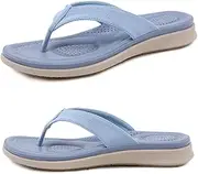 [ALAIFU] Flip-On Toe Separator Flip Flops Beach Shoes Shower Slippers Toe Post Mules Leisure Bath Sauna Shoes Sandals, blue, 10.5 AU