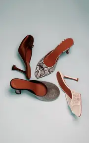 [Amina Muaddi] Alexa Python-Effect Leather Sandals
