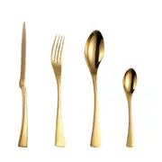 1Set Gold Cutlery Tableware Set Black 201 Stainless Steel Fork Spoon Knife Heavy Feeling Dinnerware Dinner Set Free Shipping