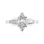 1.9 Marquise Baguette Anniversary Engagement Promise Ring 14K White Solid Gold