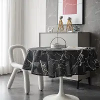 在飛比找Yahoo!奇摩拍賣優惠-桌布圓形棉麻桌布布藝家用大理石印花臺布圓桌簡約現代