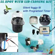 New 8 Cups Seedling & Cloning Station Mister Foggy Bucket Kit programmable Timer