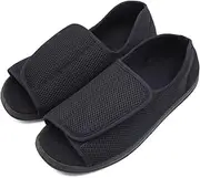 [Secret Slippers] Men's Open Toe Diabetic Recovery Slippers, Adjustable Orthopedic Wide Width Walking Shoes for Arthritis Edema Swollen Feet Elderly Men