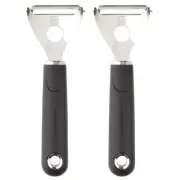2PK Soft Grip Stainless Steel Kitchen Y Peeler Fruits/Vegetables BLK MasterCraft