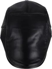 [Yardenfun] Men's Newsboy Cap Old Man Hat Earflaps Black Wide Brim Hat for Cold Weather