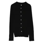 [Baserange] Baserange Button-front Ribbed Cardigan M BLACK
