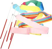 GOOHOCHY Dance Streamers Gymnastics Ribbons 2m Length Boys and Girls Fitness Gymnastics Dance Ribbons Rhinestones