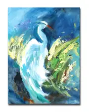 Ready2HangArt Heron in Color Wrapped Canvas Wall Art by Leslie Owens