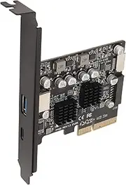 PCIe to USB 3.2 Gen 2 Card, 1 USB Type A and 1 USB Type C Ports, 10Gbps High Speed Internal 19 Pin Connector Front Type E, USB PCIe Card for Desktop Computer