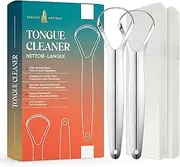 Stanley Artisan Tongue Scrapers - Tongue Cleaner with 2 Pieces Travel Cases - Surgical Stainless Steel Rustproof Tongue Scrapers Effective Reusable Lifetime Scraper -2 PACK (2 Pack Dual, 2 Count-Stainless Steel)