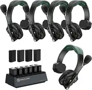 Hollyland Solidcom SE PRO ENC Noise Cancellation Wireless Intercom Headset System 1312ft Team Communication with 3.5mm Single Ear Headset for Movie Shoot Live Show (1.9GHz Version) (5-Set)