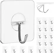 XFJSAK 20pcs Adhesive Hooks,Hanging Heavy Duty Wall Hooks,Self Adhesive Towel Hooks Waterproof Key Hooks,Bathroom Shower Kitchen Key Portal Outdoor Home Improvement Practical Hooks，White