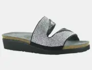 Naot Women 42 US 11 M Mila Silver Black Wedge Sandals Slip-on Slide Rhinestones