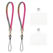 2 Pcs Phone Lanyard, Wrist Strap Glitters with Phone Patches, Multicolor